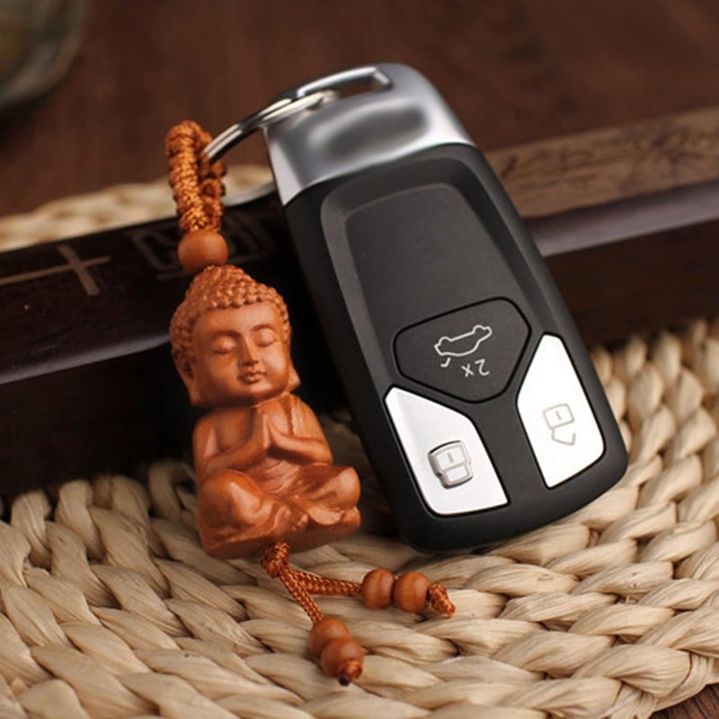 Weenwill Buddha Wooden Key Chain - 1 Piece Buddhist Gift for Men and Women - Image 4