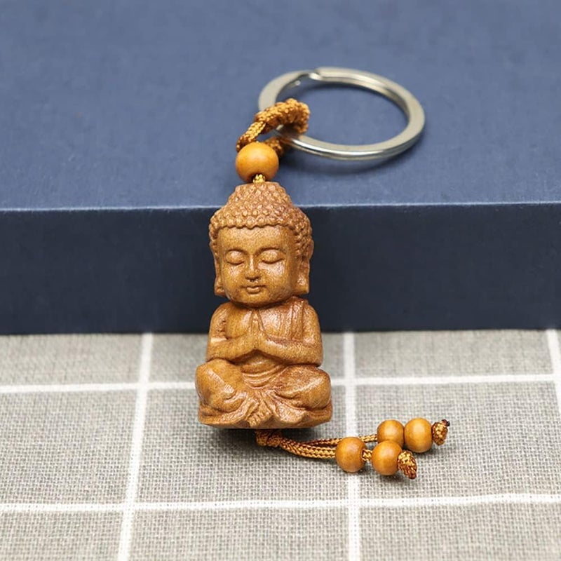 Weenwill Buddha Wooden Key Chain - 1 Piece Buddhist Gift for Men and Women - Image 2