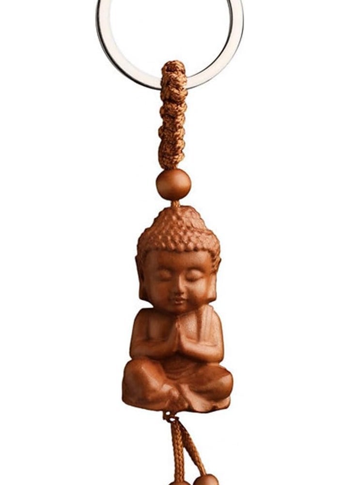 Weenwill Buddha Wooden Key Chain - 1 Piece Buddhist Gift for Men and Women - Image 1