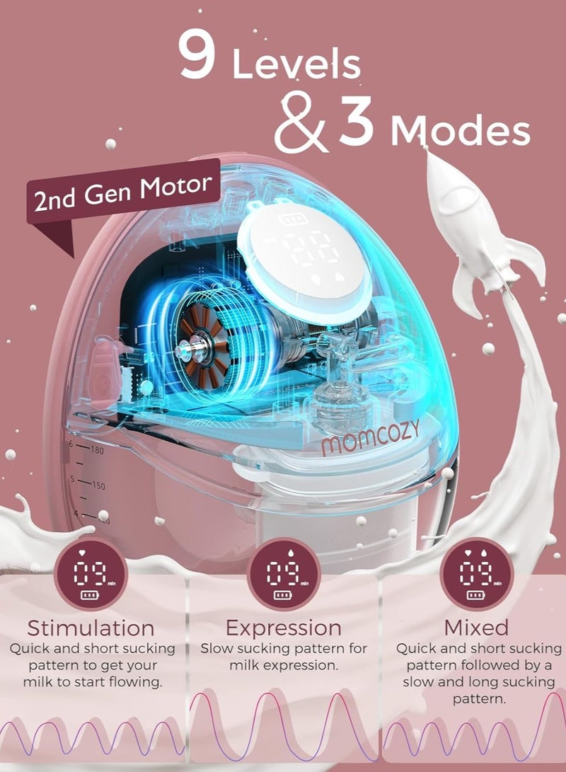 Momcozy Breast Pump Hands-Free Mobile Style | M6, Wearable Breastfeeding Pump Ideal Rhythm for More Milk, DoubleFit Flange More Fit & Discreet with 3 Modes & 9 Levels - Image 3