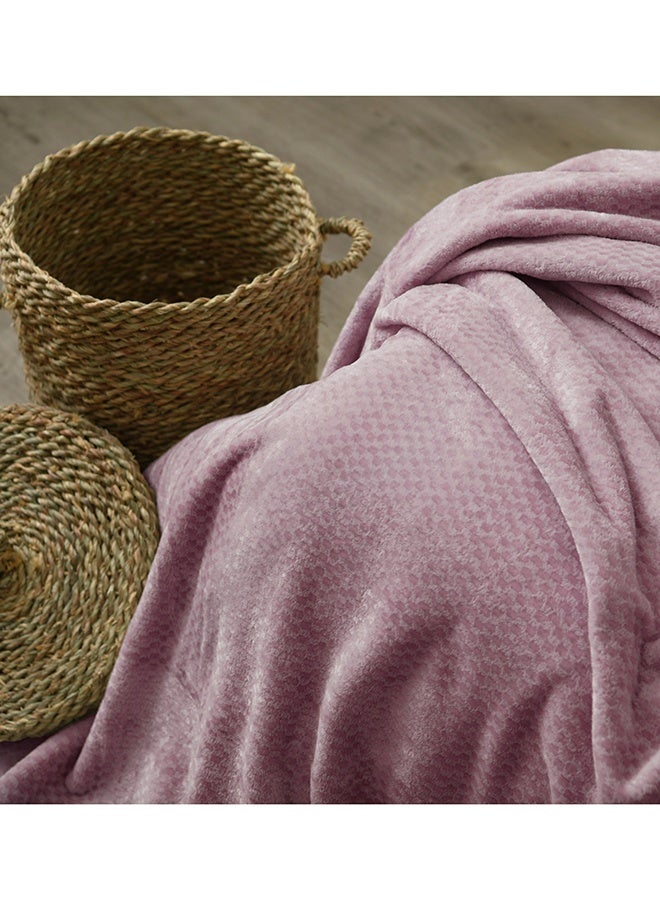 MORANO Velvet Soft Blanket | Double Size 220x240 cm | Plush Checkers Texture 310 gsm | Color - Dusty Rose Pink | Ideal for Beds, Sofa or Travel - Image 2