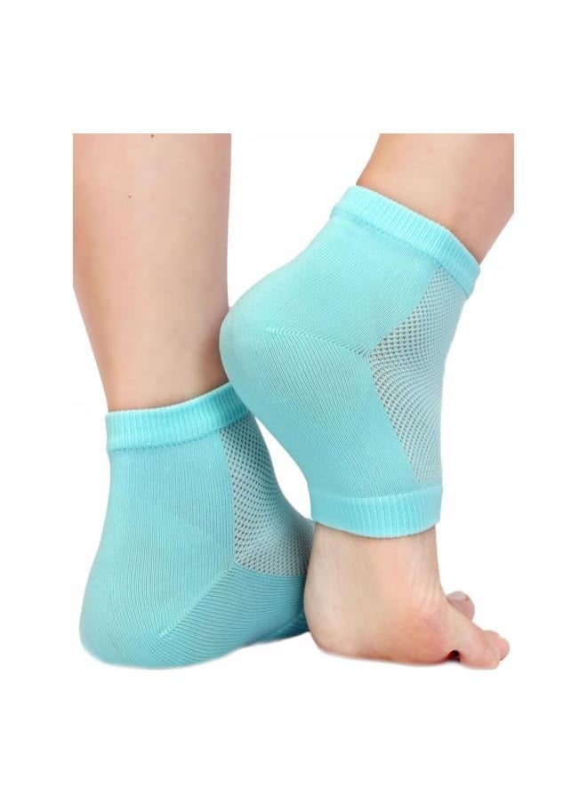 klarako - Moisturising Socks Aloe Socks Gel Heel for Spa Open Toe Socks (Light Green) - Image 1