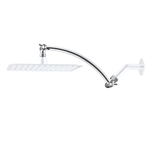 Hibbent All Metal 10 Shower Head Extension Arm Solid Brass Flexible Height Angle Adjustable Shower Arm Extender with Lock Joint Universal Connection Stainless Steel Pipe Height Extending Chrome - Image 1