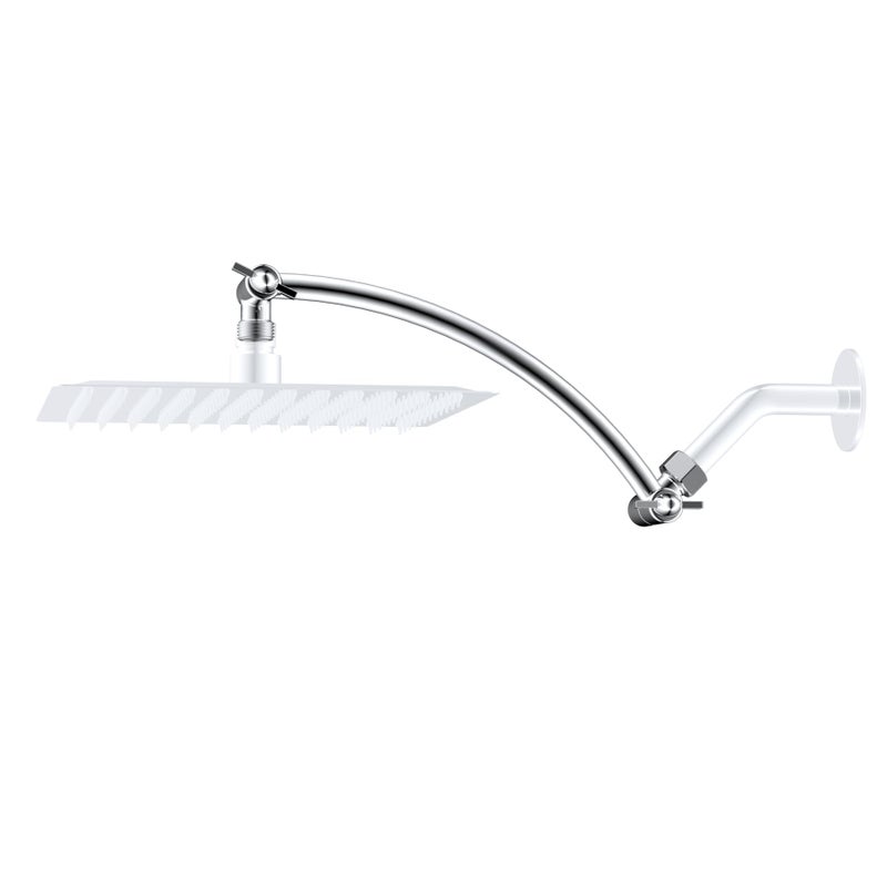 Hibbent All Metal 10 Shower Head Extension Arm Solid Brass Flexible Height Angle Adjustable Shower Arm Extender with Lock Joint Universal Connection Stainless Steel Pipe Height Extending Chrome - Image 2