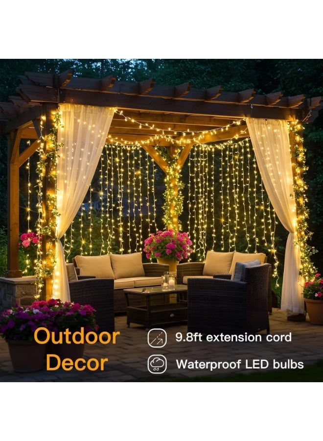 Curtain Lights for Bedroom, 200 Led Hanging String Lights Outdoor, Fairy Curtain Lights Indoor for Christmas, Dorm, Wall, Backdrop, Window, Wedding, Party, Brithday Decor, Warm White - Image 3