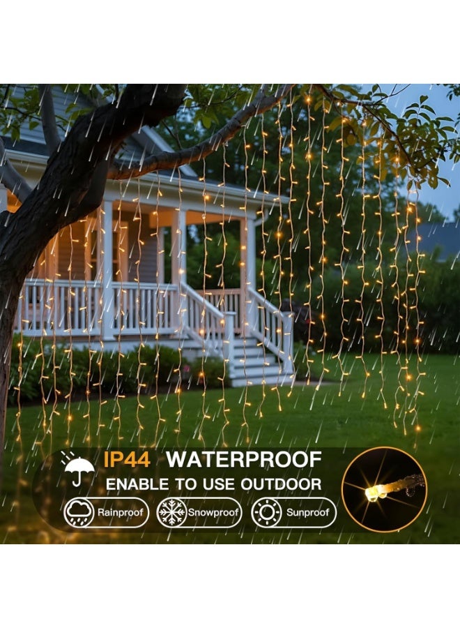 Curtain Lights for Bedroom, 200 Led Hanging String Lights Outdoor, Fairy Curtain Lights Indoor for Christmas, Dorm, Wall, Backdrop, Window, Wedding, Party, Brithday Decor, Warm White - Image 5