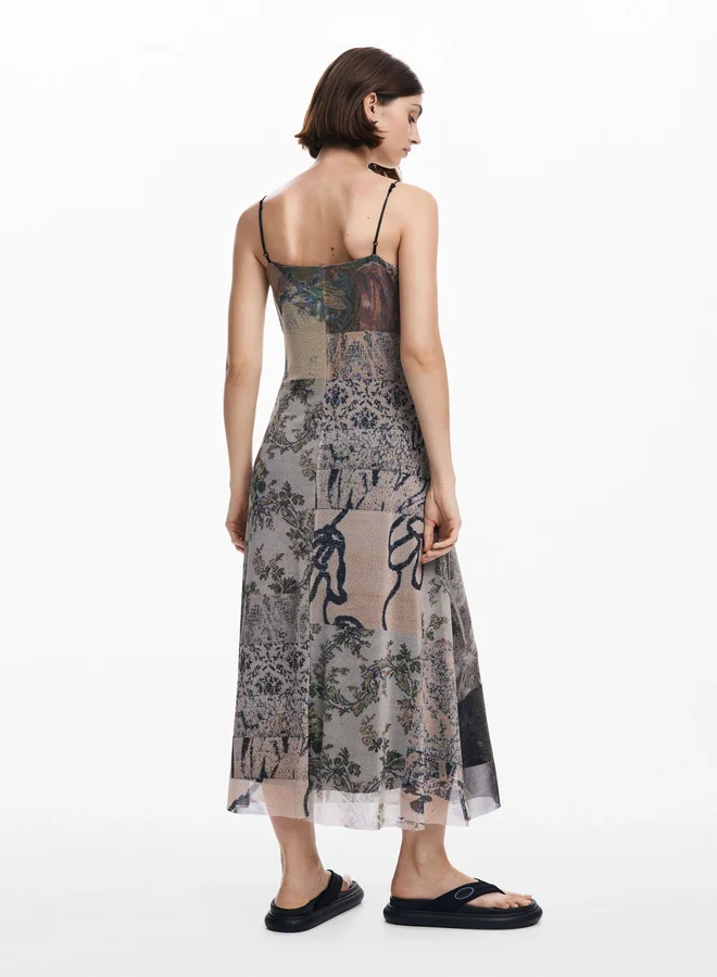 DESIGUAL Printed Midi Dress