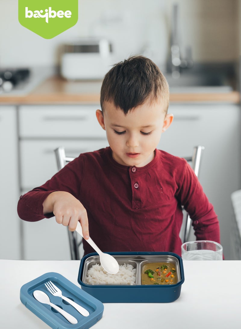 BAYBEE Kids Lunch Box – BPA-Free Leakproof Bento Box with Compartments, Microwave Safe & Durable – Ideal for School, Travel & Daycare (Blue) - Image 2