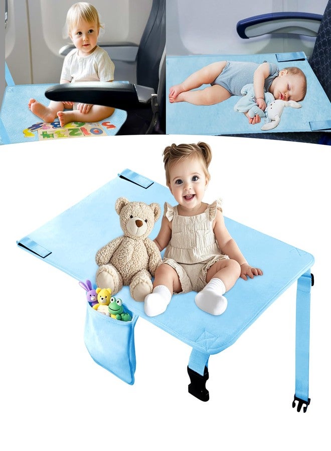 Ravasen Toddler Airplane Bed, Toddler Travel Bed Airplane Seat Extender for Kids, Plane Tray Cover with Built-in Holder, Baby Travel Essentials for Flying, Portable Plane Footrest for Kids Blue - Image 1