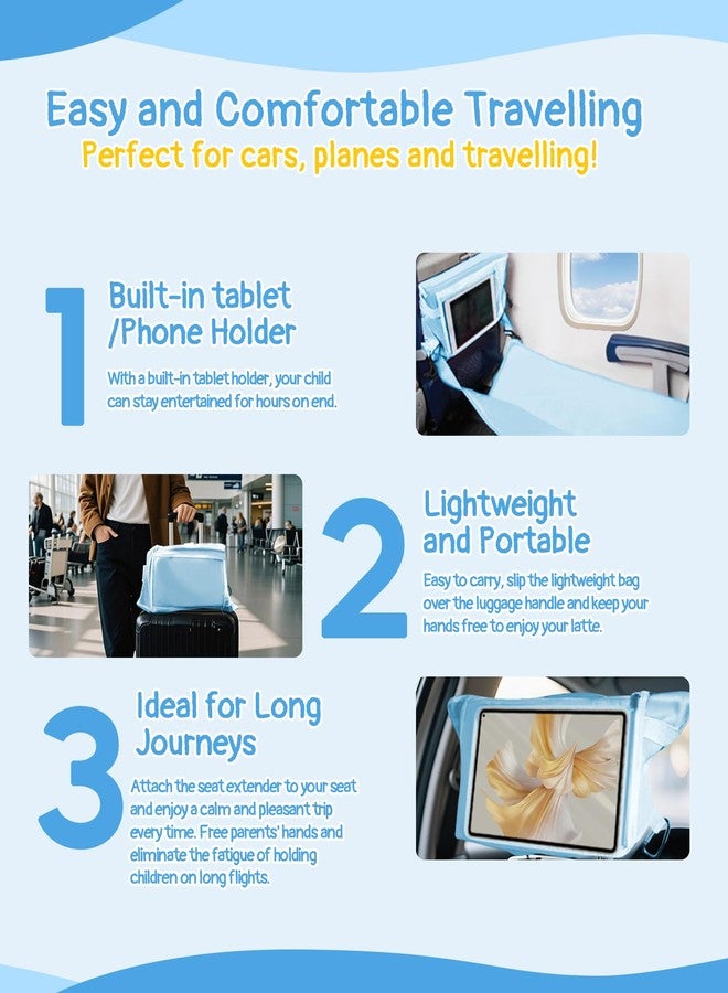 Ravasen Toddler Airplane Bed, Toddler Travel Bed Airplane Seat Extender for Kids, Plane Tray Cover with Built-in Holder, Baby Travel Essentials for Flying, Portable Plane Footrest for Kids Blue - Image 5