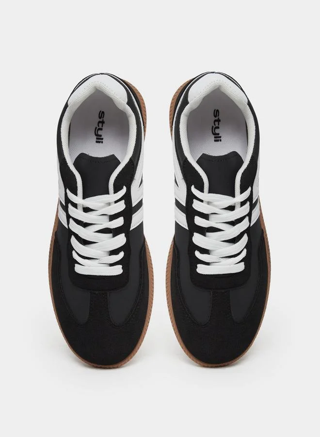 Styli Styli Striped Laced Up Sneakers