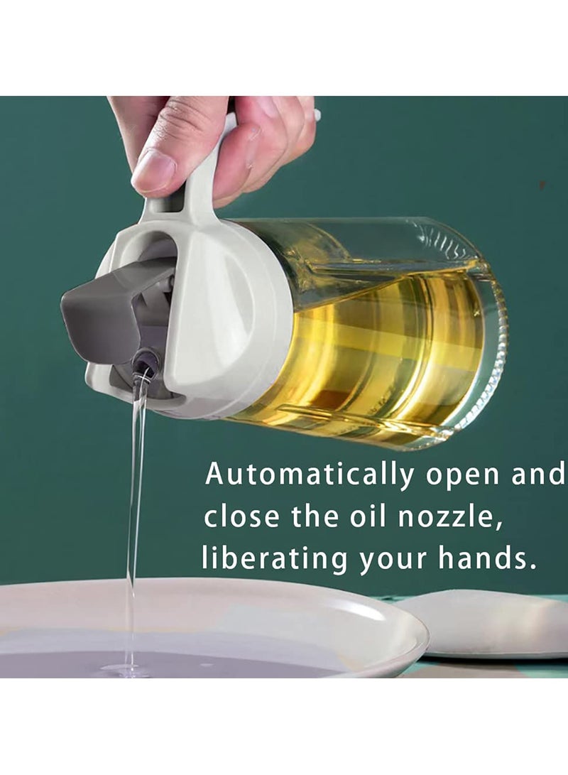 SYOSI Oil Dispenser, Auto Flip Olive Oil Glass Bottle, 22 Oz Leakproof Condiment Container with Automatic Cap and Stopper, Drip Free  Spill Free Spout, Non Slip - Image 3