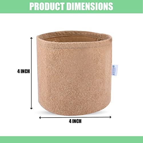 Oriley Grow Bag Heavy Duty Geo Fabric Plant Pot Lightweight Bags Ideal for Gardening Balcony Terrace (Beige, Round, 500 GSM 4 x 4 inch Pack of 10) - Image 2