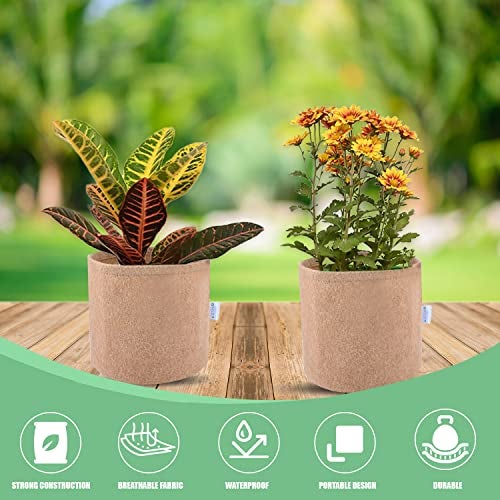 Oriley Grow Bag Heavy Duty Geo Fabric Plant Pot Lightweight Bags Ideal for Gardening Balcony Terrace (Beige, Round, 500 GSM 4 x 4 inch Pack of 10) - Image 4