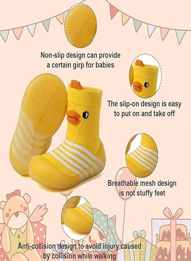 ARUP أحذية المشي الأولى للأطفال، جوارب وأحذية للأولاد/البنات، شباشب مانعة للانزلاق وجيدة التهوية للأطفال الرضع بنعل مطاطي ناعم، أحذية رياضية للأولاد والبنات بتصميم بطة (نظام مقاسات الأحذية البريطاني، طفل صغير، الفئة العمرية، متوسط، 3 سنوات، 3.5 سنوات) - Image 3