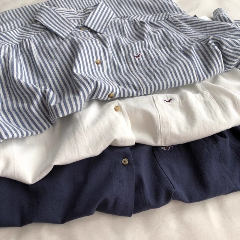 2026 Spring Autumn Women's Korean Commuter Shirt with Turn-down Collar, Pocket, Fashion Embroidery, Single-breasted Long Sleeve - Image 3