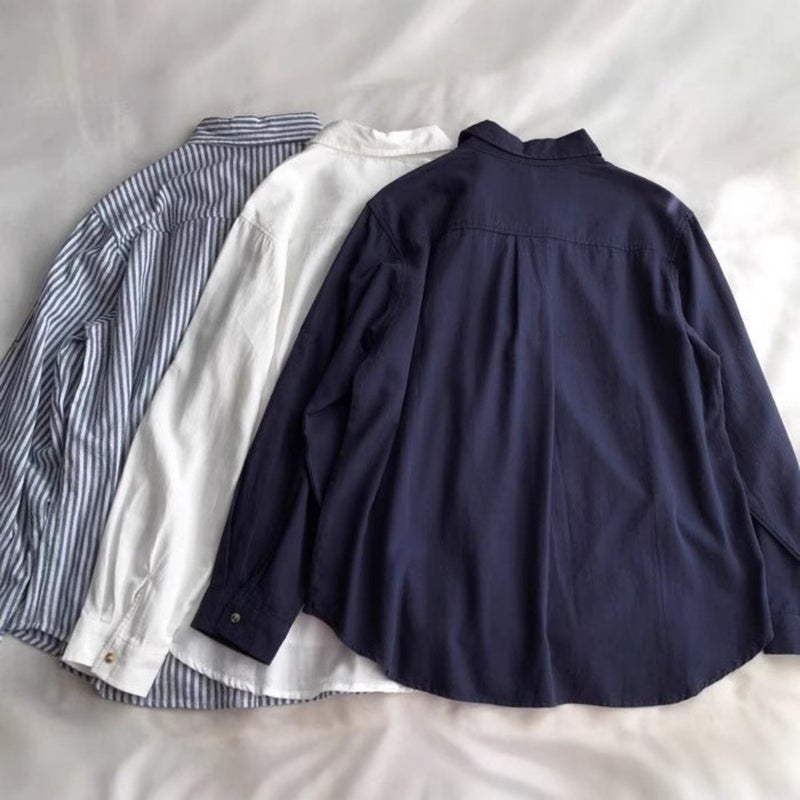2026 Spring Autumn Women's Korean Commuter Shirt with Turn-down Collar, Pocket, Fashion Embroidery, Single-breasted Long Sleeve - Image 5