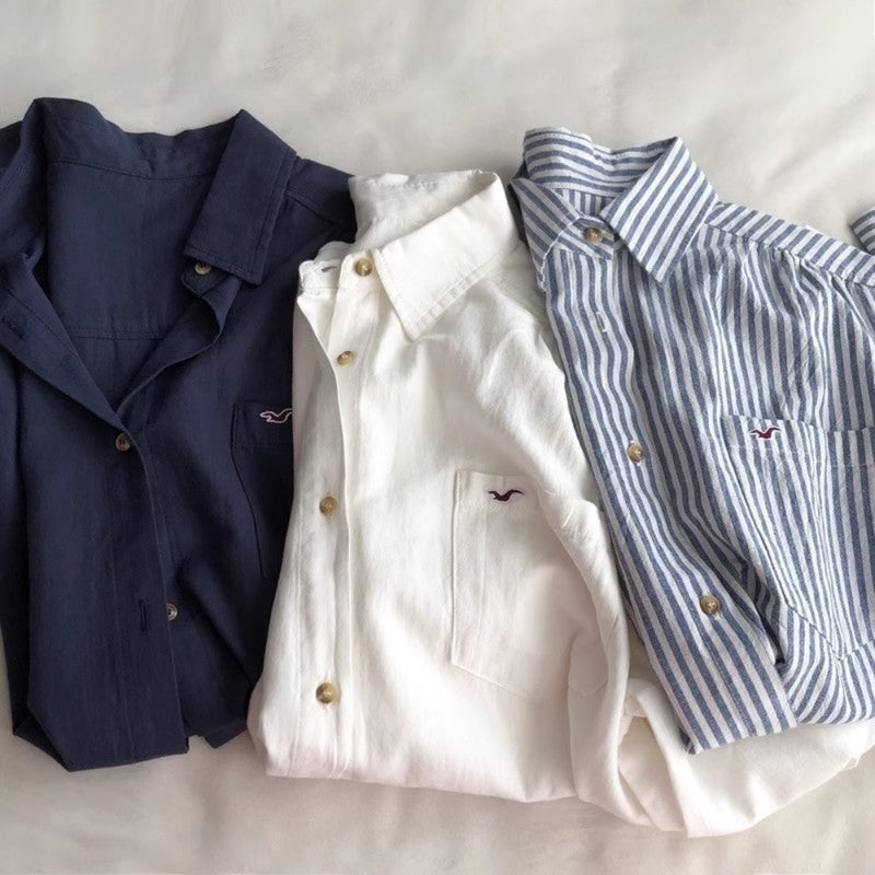 2026 Spring Autumn Women's Korean Commuter Shirt with Turn-down Collar, Pocket, Fashion Embroidery, Single-breasted Long Sleeve - Image 2