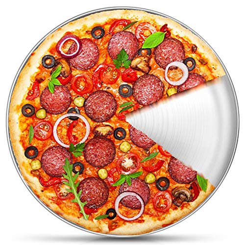 P&P CHEF Pizza Pan Bakeware for Home Kitchen, Stainless Steel Pizza Tray for Baking Pizza, Healthy & Reusable & Easy Clean, Oven & Freezer Safe, 12 Inch & Silver - Image 1