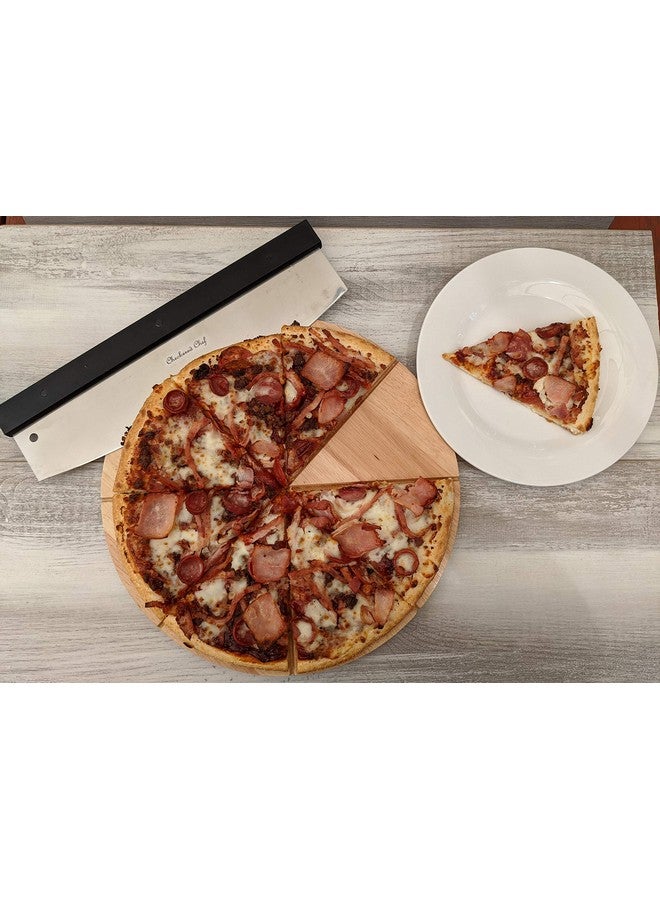 Checkered Chef Checkered Chef Premium Pizza Cutter and Cutting Board Set - Rocker Pizza Cutter and 13.5 Inch Round Wooden Pizza Board - Outdoor Pizza Oven Accessories  - Image 3