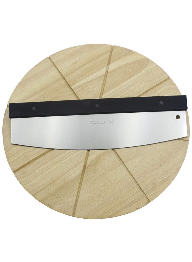 Checkered Chef Checkered Chef Premium Pizza Cutter and Cutting Board Set - Rocker Pizza Cutter and 13.5 Inch Round Wooden Pizza Board - Outdoor Pizza Oven Accessories  - Image 2