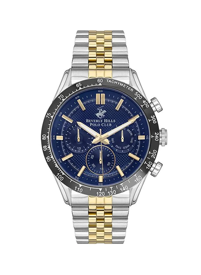 BEVERLY HILLS POLO CLUB Beverly Hills Polo Club Men's VX9J Movement Watch, Multi Function Display and Metal Strap - BP3316X.390, Silver