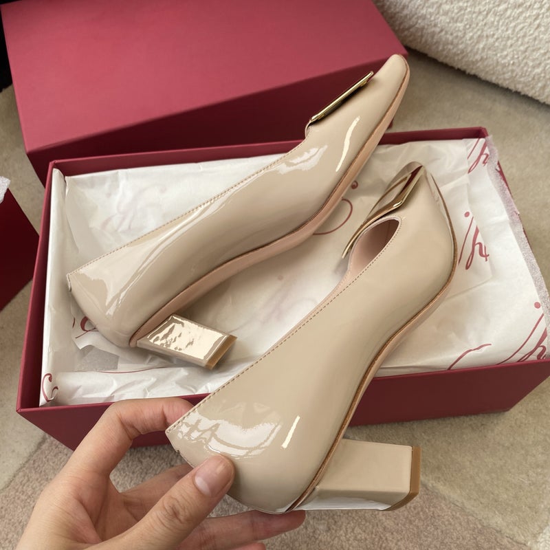 Classic Metal Square Buckle Square Heel Shoes Style Square Head Shallow Thick Heel Square Buckle Banquet Shoes All-Match Work Shoes - Image 5