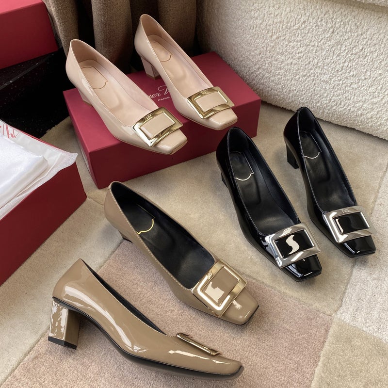 Classic Metal Square Buckle Square Heel Shoes Style Square Head Shallow Thick Heel Square Buckle Banquet Shoes All-Match Work Shoes - Image 2