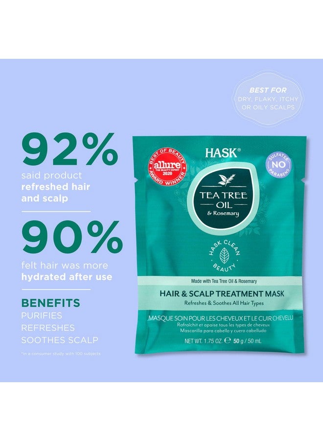 هاسك قناع علاجي مضاد للقشرة بزيت شجرة الشاي وإكليل الجبل 50 مل | يهدئ فروة الرأس الجافة والحكة | خالٍ من الجلوتين والكبريتات والبارابين - Image 3
