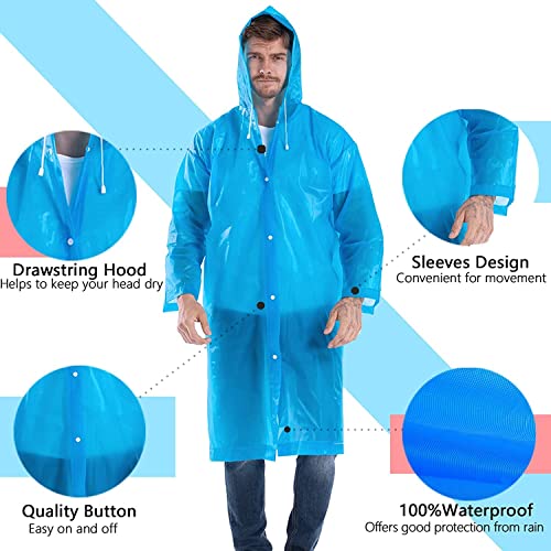 HACER EVA Waterproof Unisex Rain Coat Hooded Full Sleeves Outdoor Men, Women, Boys & Girls Rainwear Poncho Raincoat for Camping, Hiking & Travelling (Sky Blue) - Image 2