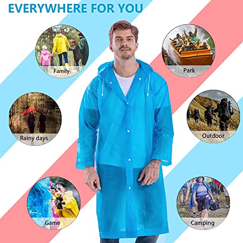 HACER EVA Waterproof Unisex Rain Coat Hooded Full Sleeves Outdoor Men, Women, Boys & Girls Rainwear Poncho Raincoat for Camping, Hiking & Travelling (Sky Blue) - Image 3
