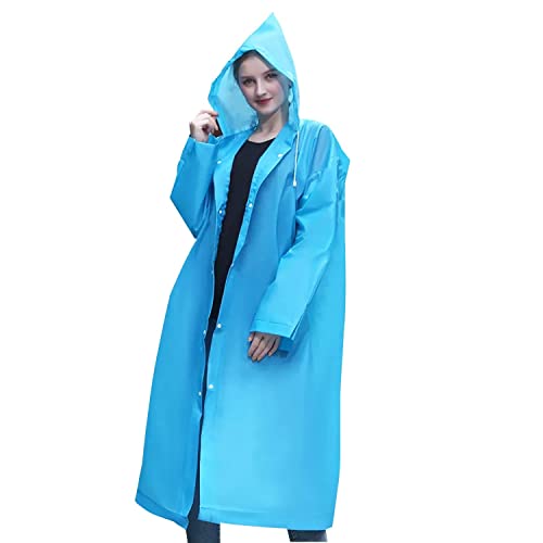 HACER EVA Waterproof Unisex Rain Coat Hooded Full Sleeves Outdoor Men, Women, Boys & Girls Rainwear Poncho Raincoat for Camping, Hiking & Travelling (Sky Blue) - Image 5