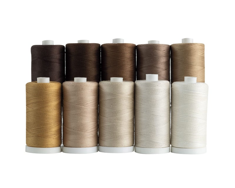 Connecting Threads 100 Cotton Thread Sets  1200 Yard Spools Set of 10  Neutral