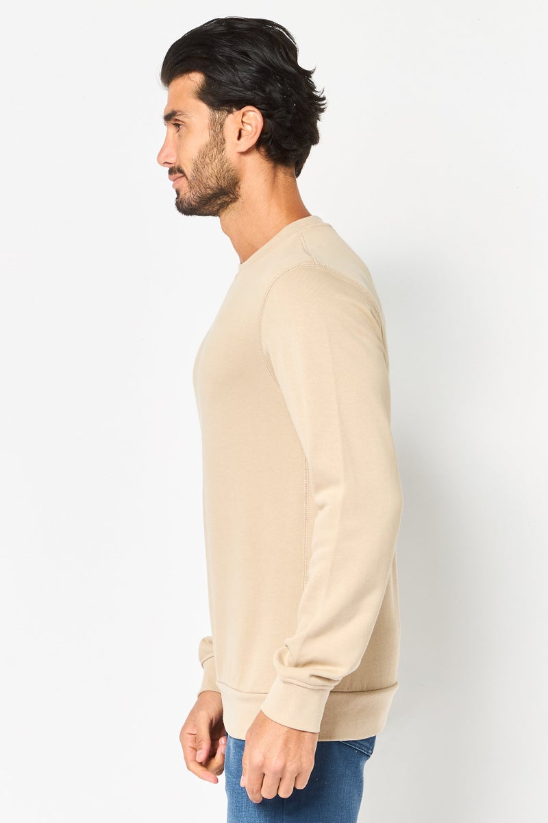 Celio سويت شيرت رجالي بأكمام طويلة وياقة دائرية، لون بني فاتح - Image 3