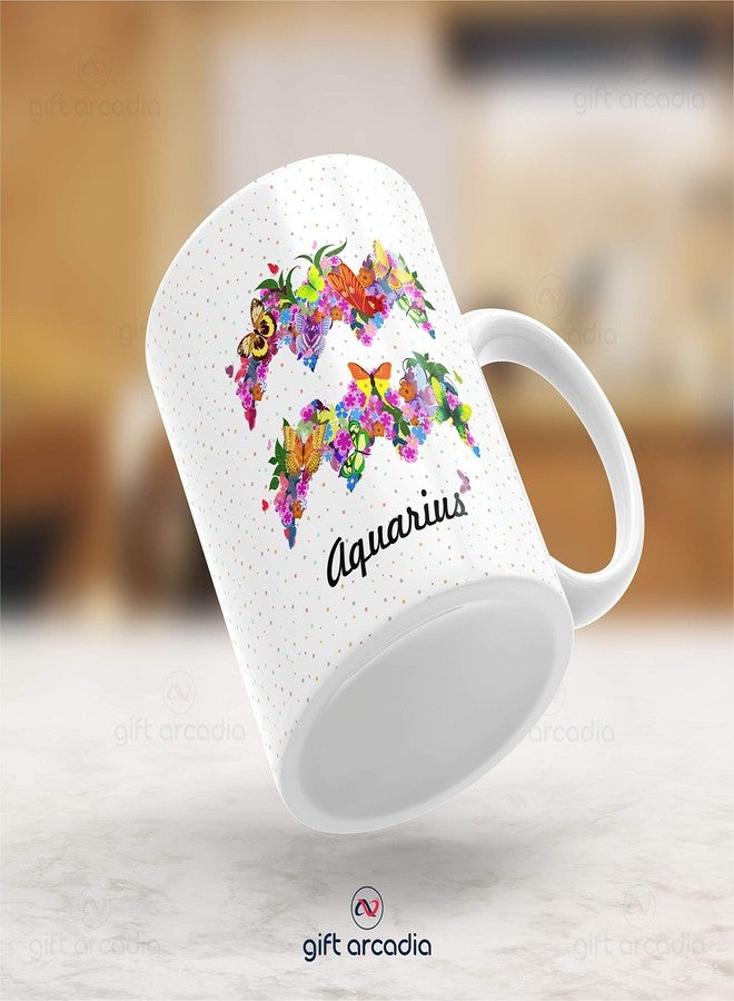 Gift Arcadia Ceramic Zodiac Sign Aquarius Coffee Mug - 1 Piece, White, 330ml (A198) - Image 3