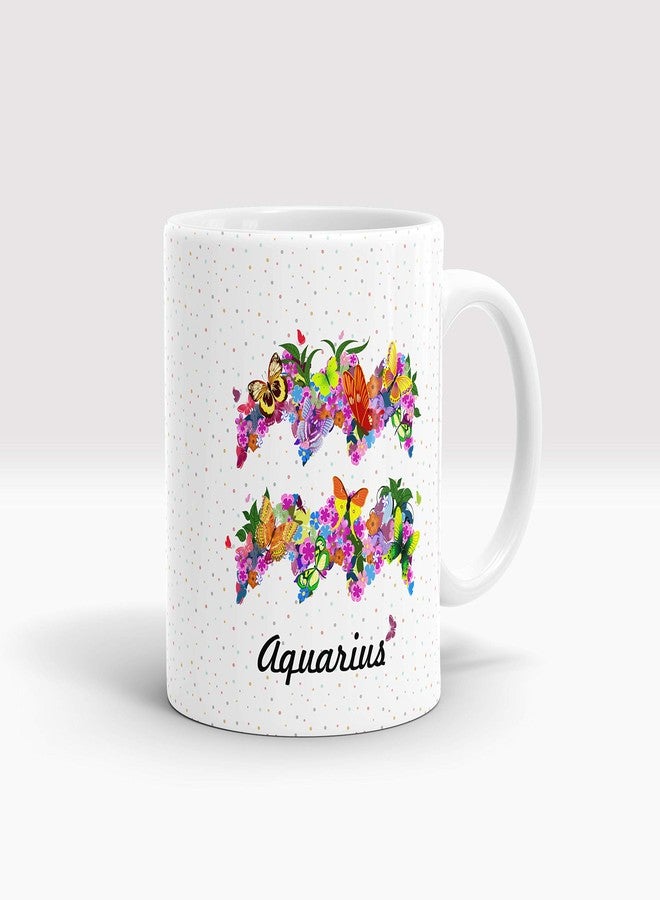 Gift Arcadia Ceramic Zodiac Sign Aquarius Coffee Mug - 1 Piece, White, 330ml (A198) - Image 1