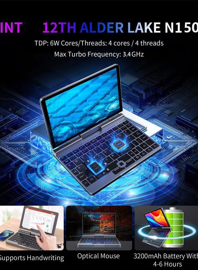 KOOFORWAY لابتوب مصغر 2 في 1 بحجم 8 إنش مع شاشة تعمل باللمس HD تدعم Windows 11 Pro للكتابة اليدوية لابتوب صغير N100/N150 12GB RAM 512GB SSD واي فاي - Image 2