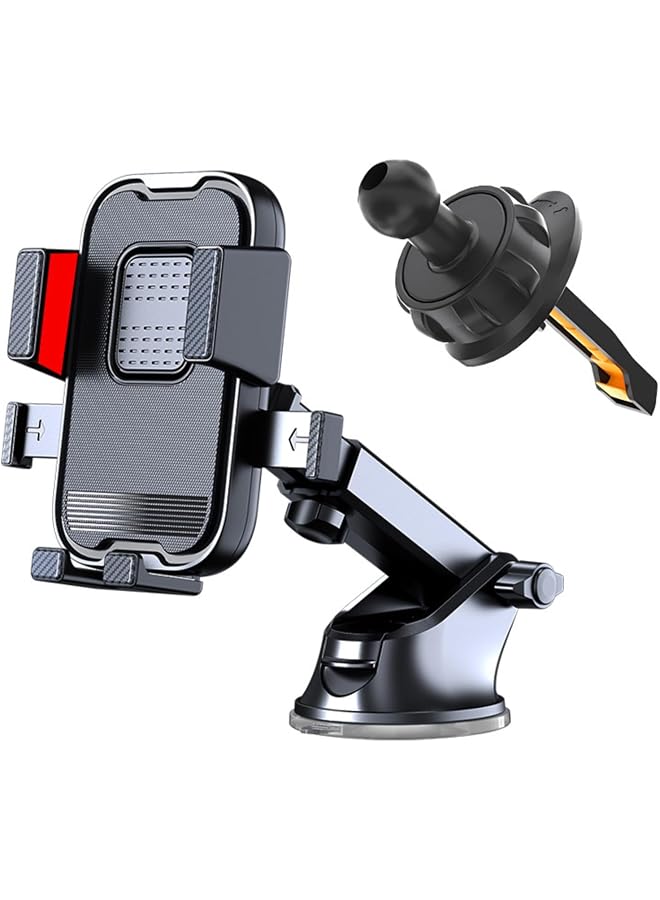 S-TOP Car Phone Holder Mount,Adjustable Arm,[Upgraded 4-in-1 Dashboard/Air Vent/Windscreen], [One-button Release],Hook Mobile Holder,Compatible with All iPhone & Android，Red - Image 1