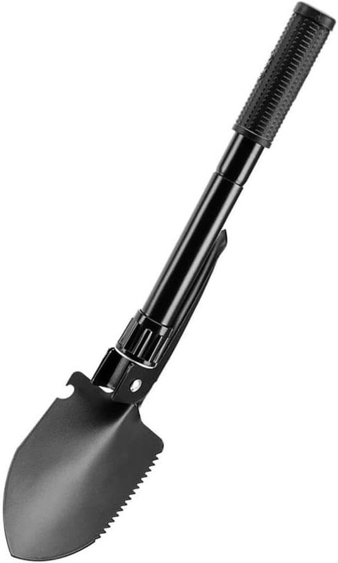 Barska Foldable Metal Shovel with Pick Compass and Bag for Camping Gardening Metal Detecting etc Black One Size - Image 1