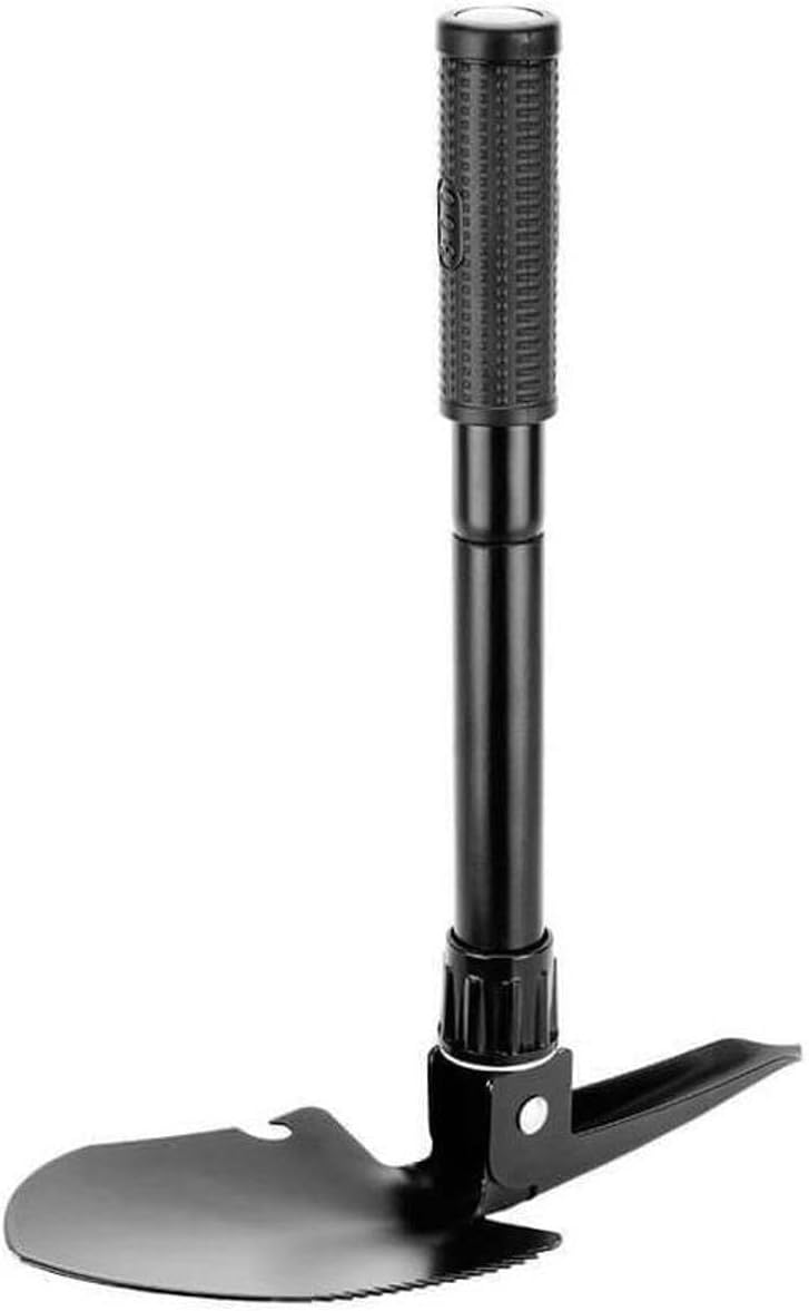 Barska Foldable Metal Shovel with Pick Compass and Bag for Camping Gardening Metal Detecting etc Black One Size - Image 4