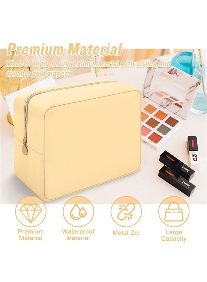 Iqimott Nylon Large Makeup Bag Travel Pouch, Preppy Big Cosmetic Bag Makeup Organizer Nylon Large Capacity Toiletry Bag, Waterproof Large Zipper Pouch Storage Bag for Women Girls Teens(Black) - Image 3