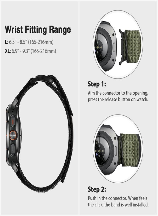 ULTIMAL Band Compatible with Samsung Galaxy Watch Ultra 47mm(2024/2025) band for Men Women, 47mm Nylon Sport Breathable Replacement Strap for Galaxy Watch Ultra (USA FLAG BLACK, L) - Image 5