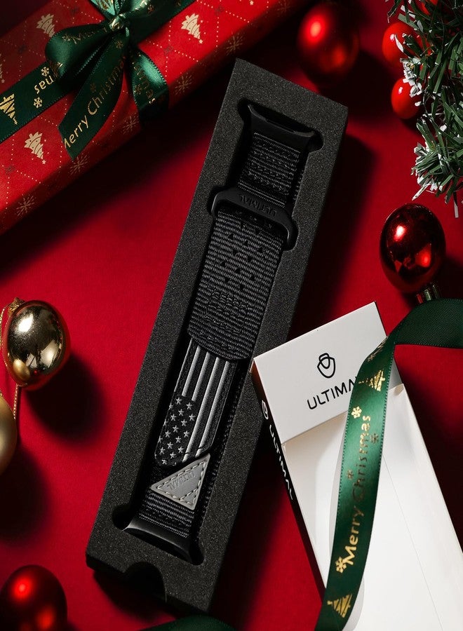 ULTIMAL Band Compatible with Samsung Galaxy Watch Ultra 47mm(2024/2025) band for Men Women, 47mm Nylon Sport Breathable Replacement Strap for Galaxy Watch Ultra (USA FLAG BLACK, L) - Image 2