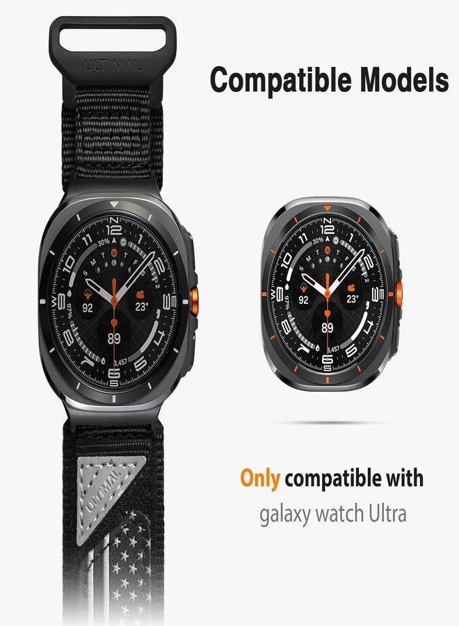 ULTIMAL Band Compatible with Samsung Galaxy Watch Ultra 47mm(2024/2025) band for Men Women, 47mm Nylon Sport Breathable Replacement Strap for Galaxy Watch Ultra (USA FLAG BLACK, L) - Image 4