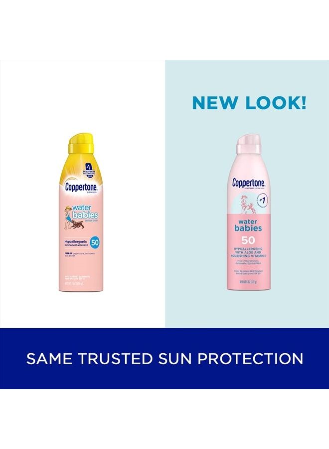 Coppertone Water Babies Sunscreen Lotion Spray SPF 50, Pediatrician Recommended Baby Sunscreen Spray, Water Resistant Sunscreen for Babies, 6 Oz Spray - Image 2
