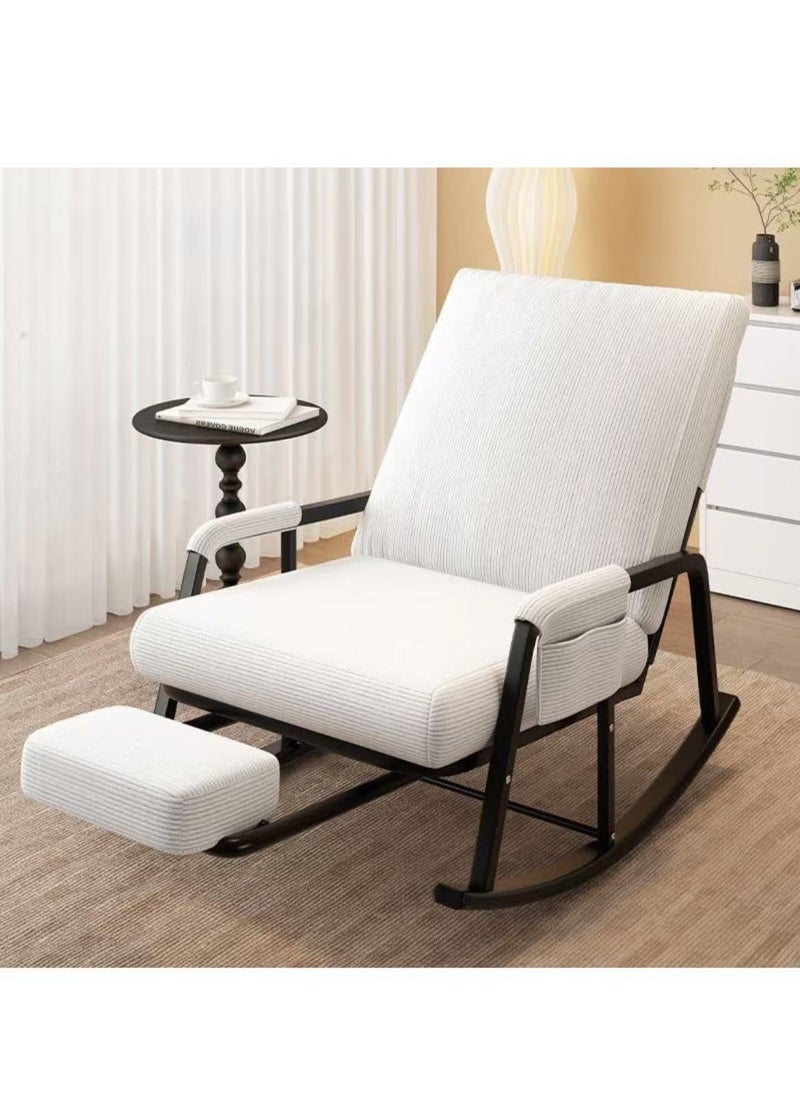 HAOWINS-PAN Home Lazy Sofa Chair, Recliner Rocking Chair, Adjustable Casual Living Room Bedroom Balcony Leisure Chair (White)  - Image 1