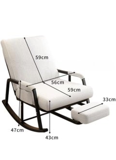 HAOWINS-PAN Home Lazy Sofa Chair, Recliner Rocking Chair, Adjustable Casual Living Room Bedroom Balcony Leisure Chair (White)  - Image 2