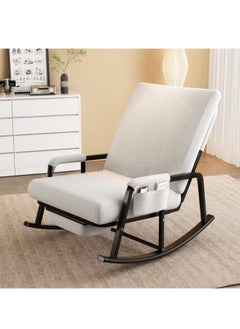 HAOWINS-PAN Home Lazy Sofa Chair, Recliner Rocking Chair, Adjustable Casual Living Room Bedroom Balcony Leisure Chair (White)  - Image 3