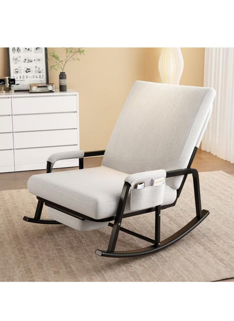 HAOWINS-PAN Home Lazy Sofa Chair, Recliner Rocking Chair, Adjustable Casual Living Room Bedroom Balcony Leisure Chair (White)  - Image 3