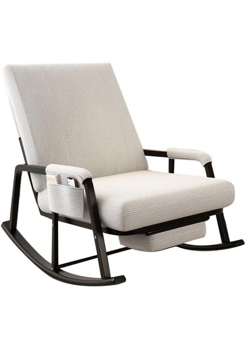 HAOWINS-PAN Home Lazy Sofa Chair, Recliner Rocking Chair, Adjustable Casual Living Room Bedroom Balcony Leisure Chair (White)  - Image 4